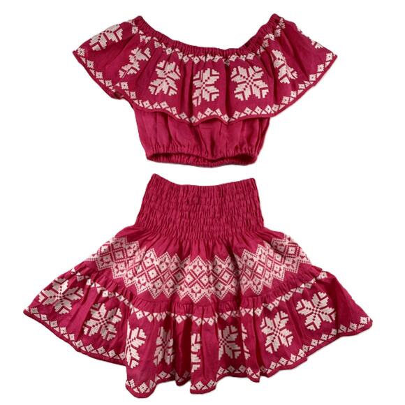 Foberini Jackets & Blazers - Foberini crop top & skit 100% linen suit with white embroidery